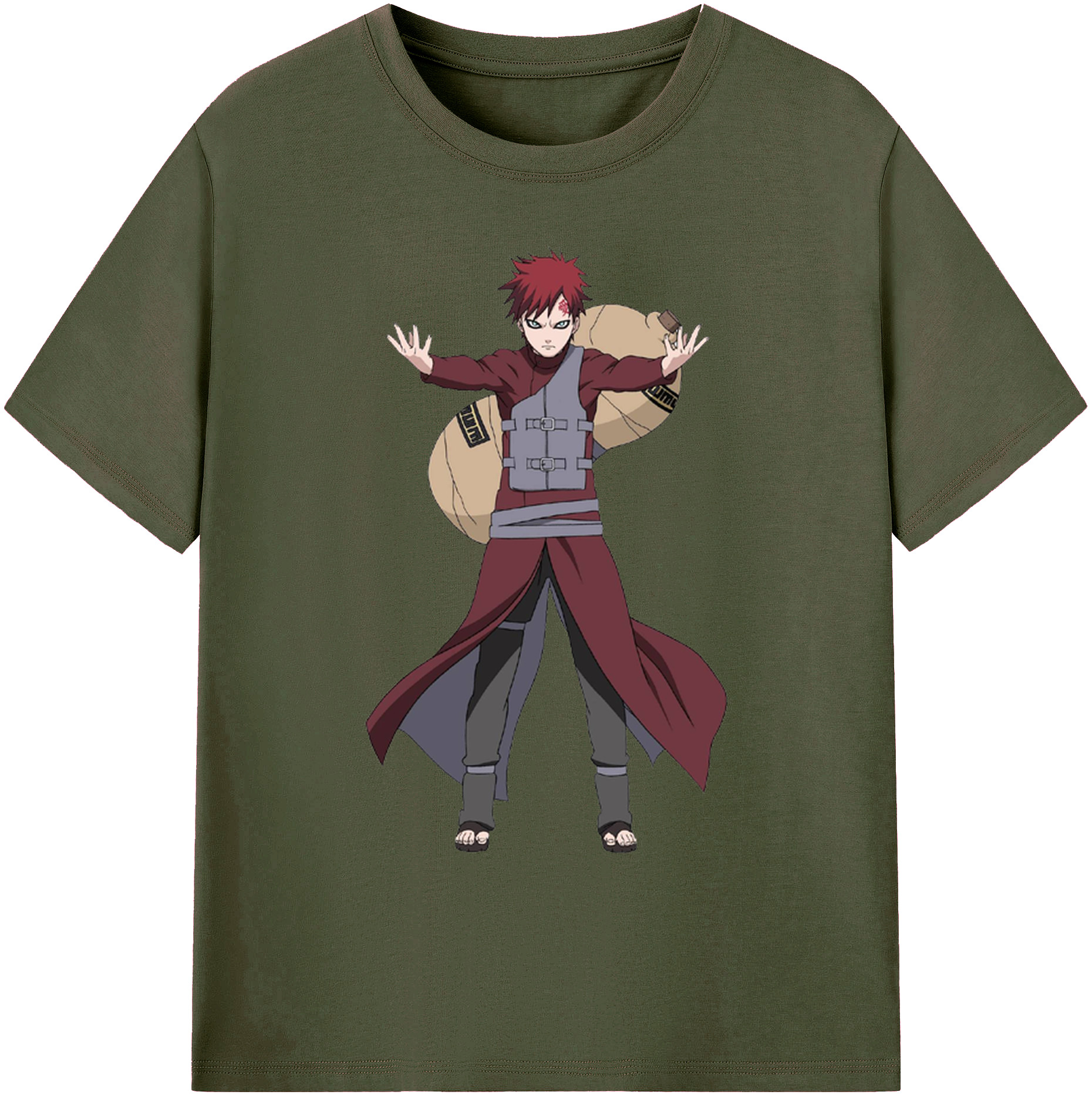 （画像用） NARUTO -ナルト- ガアラ Gaara 綿100％ メンズ半袖Tシャツ｜肌触りやわらか＆通気性